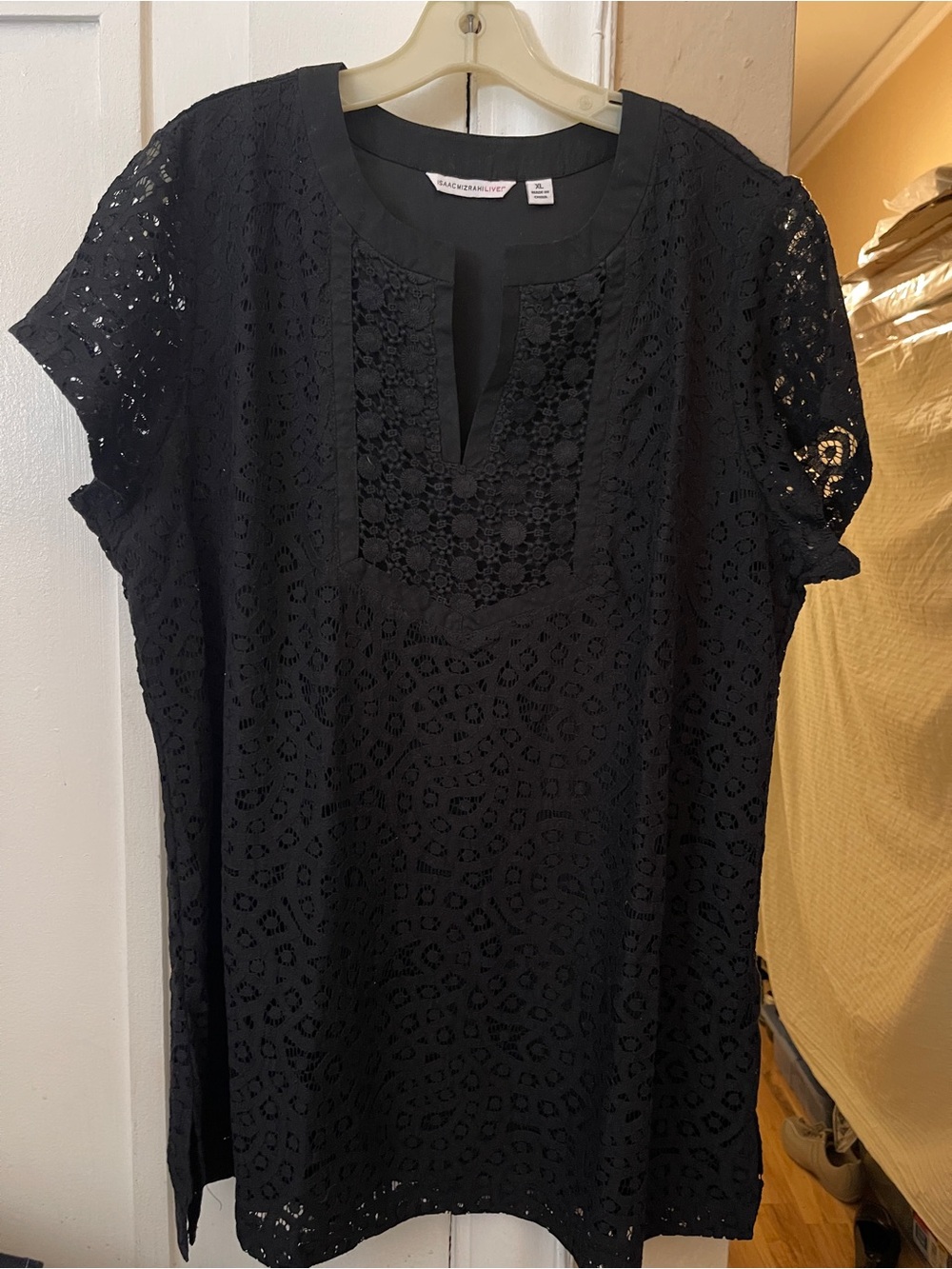 Madewell Black Lace Short Sleeve Top (NWOT)